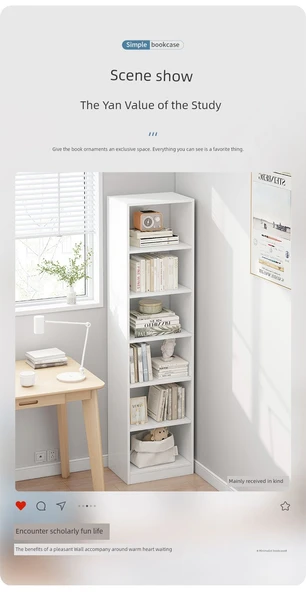Ahşap Kitaplık - 51cm - Açık Beyaz - 8