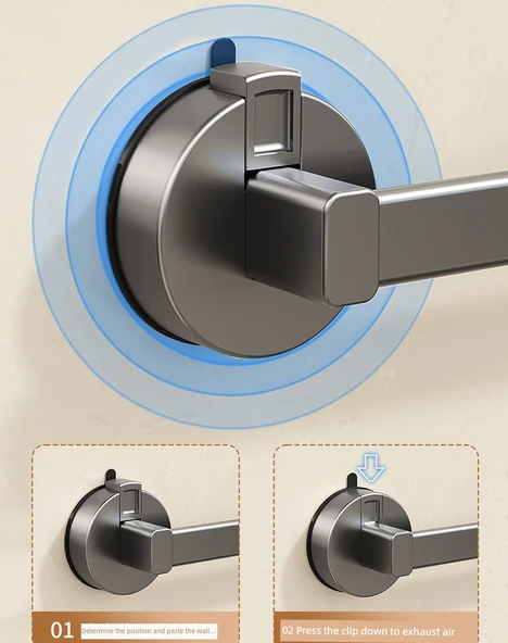 Vantuzlu Terlik Rafı - Füme Gri Genişletilmiş - 73.5cm - 2 Adet - Resim 10