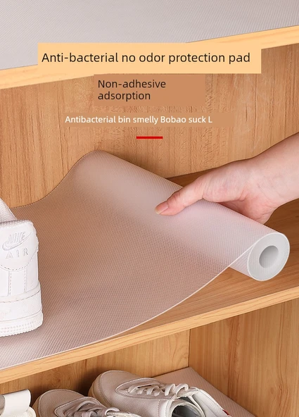 Antibakteriyel Ayakkabı Dolabı Raf Örtüsü - 6m x 60cm Şeffaf Baklava Desenli - Hacim 1 - 7