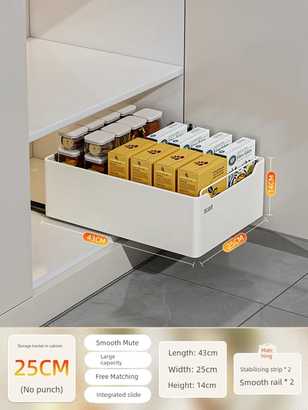 Mutfak Dolabı Organizeri - 14cm Yükseklik - 43cm Derinlik - 25cm Büyük Boy