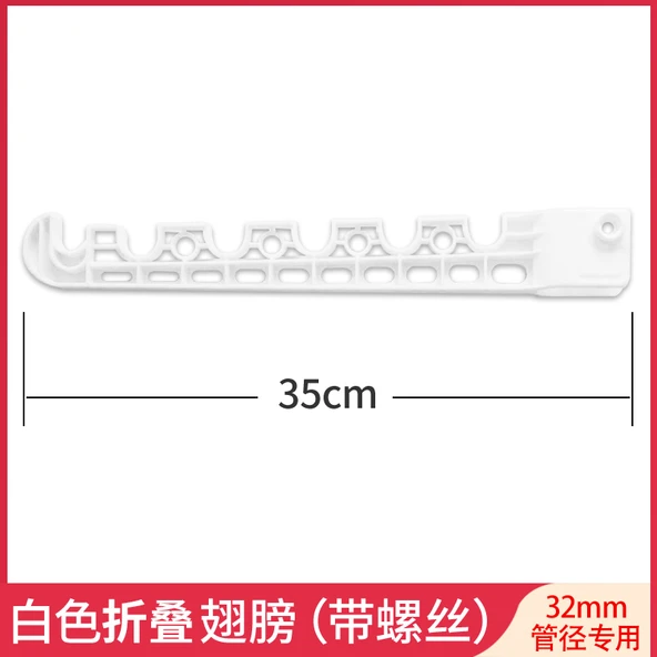 32mm Tavan Gardırop Elbise Askısı Aksesuarları - Aksesuarlı Beyaz Katlanabilir Kanatlar (32mm Özel Çap)