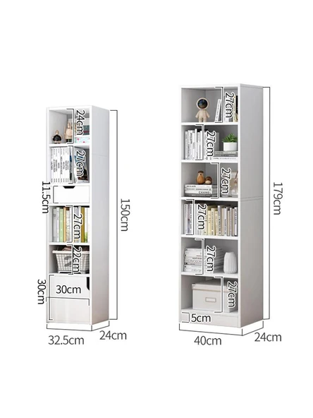 Ahşap Kitaplık - 51cm - Açık Beyaz - 6