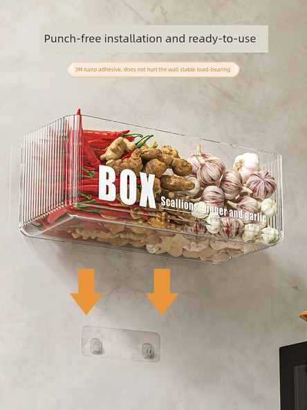 Duvara Monte Mutfak Saklama Sepeti - Büyük Boy Şeffaf Dalgalı Desenli ve Delikli - 2 Adet - Resim 5