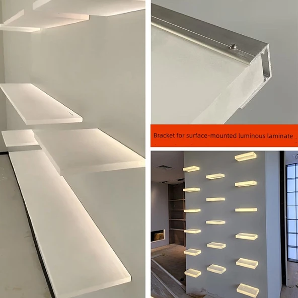 Akrilik Duvar Rafı - Yüzeye Monte - 1 Metre Profil - 2