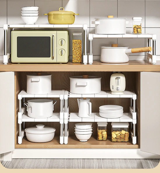 Mutfak Dolabı Organizer Rafı - Uzunluk (64-80) Genişlik (35-45) Yükseklik 33cm - 10
