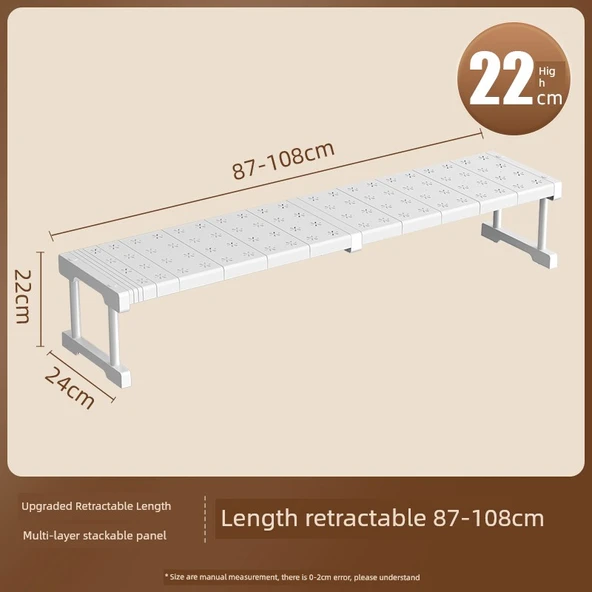 Gardırop Rafı - Tamamen Kapanan Çekmece - 87-108 cm Uzun, 24 cm Geniş, 22 cm Yüksek, Çekilebilir