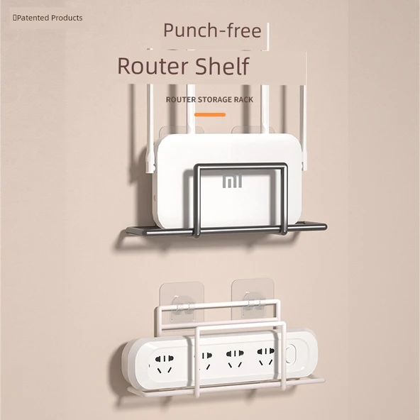 Duvara Monte Router Saklama Kutusu Rafı - Beyaz Küçük Optik Modem Rafı - 4