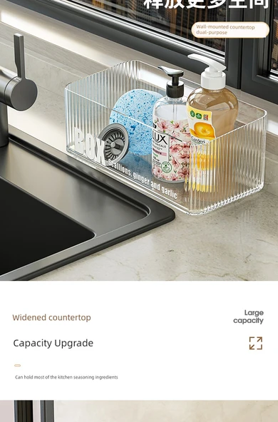 Duvara Monte Mutfak Saklama Sepeti - Büyük Boy Şeffaf Dalgalı Desenli ve Delikli - 2 Adet - Resim 11