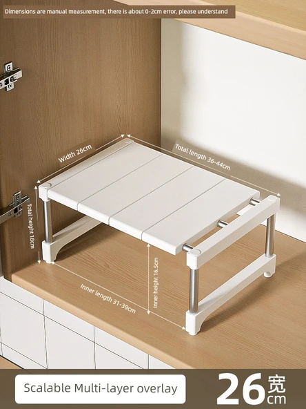 Mutfak Dolabı Organizer Rafı - Düz Uzunluk (36-44) Genişlik 26 Yükseklik 18cm