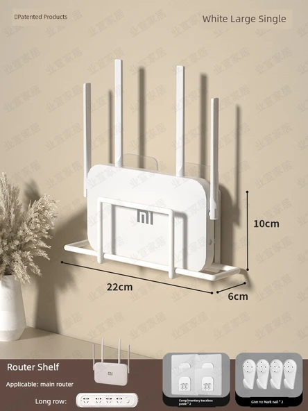 Duvara Monte Router Saklama Kutusu Rafı - Beyaz Büyük Router Rafı