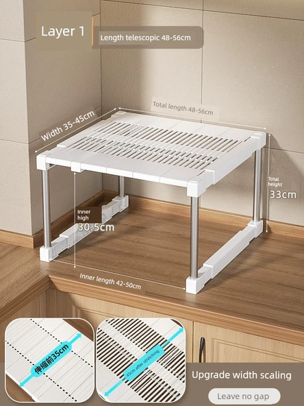 Mutfak Dolabı Organizer Rafı - Uzunluk (48-56) Genişlik (35-45) Yükseklik 33cm