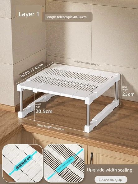 Mutfak Dolabı Organizer Rafı - Uzunluk (48-56) Genişlik (35-45) Yükseklik 23cm