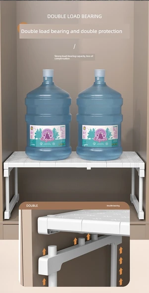 Ayarlanabilir Gardırop Rafı - Uzunluk 27-38 cm, Genişletilmiş 48 cm, Yükseklik 32 cm - 9