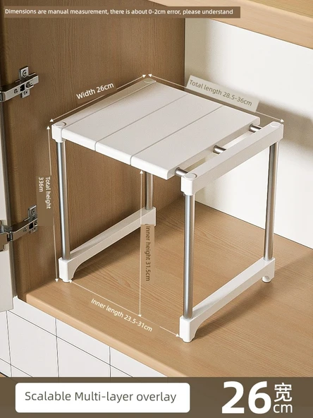 Mutfak Dolabı Organizer Rafı - Düz Uzunluk (28.5-36) Genişlik 26 Yükseklik 33cm