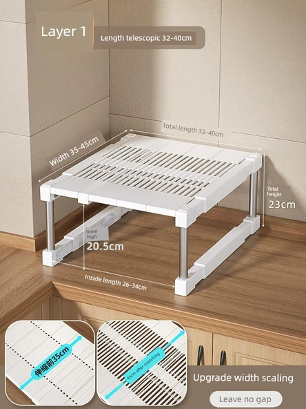 Mutfak Dolabı Organizer Rafı - Uzun (32-40) Geniş (35-45) Yükseklik 23cm