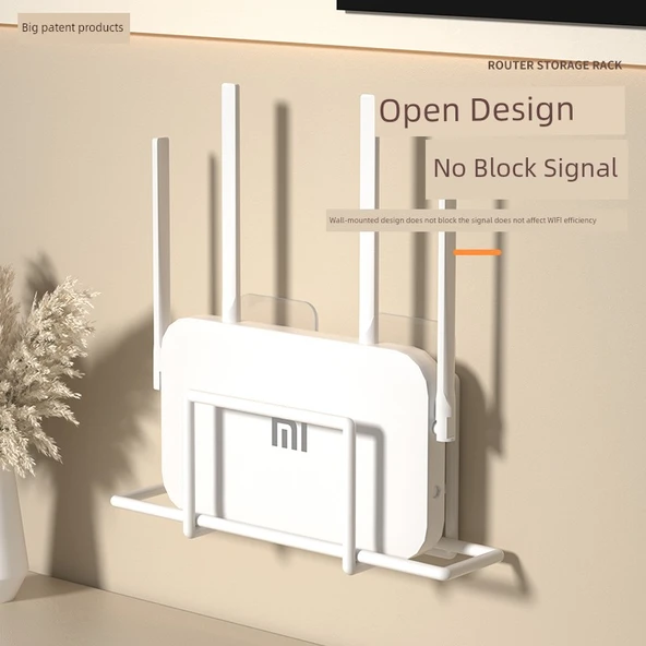 Duvara Monte Router Saklama Kutusu Rafı - Beyaz Küçük Optik Modem Rafı - 2