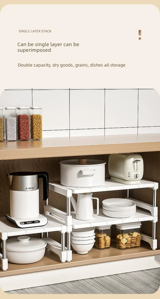 Mutfak Dolabı Organizer Rafı - Uzunluk (56-64) Genişlik (35-45) Yükseklik 23cm - 11