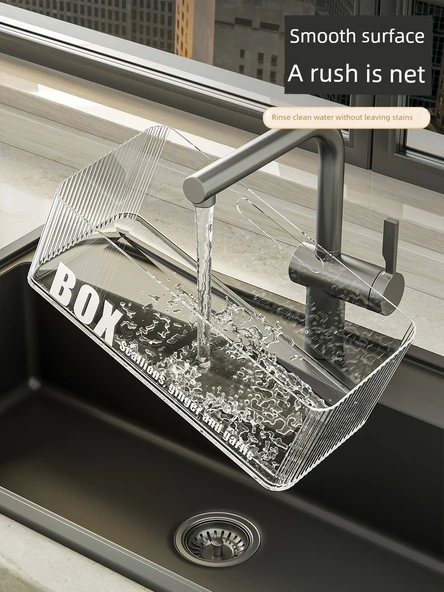 Duvara Monte Mutfak Saklama Sepeti - Büyük Boy Şeffaf Dalgalı Desenli ve Delikli - 2 Adet - Resim 4