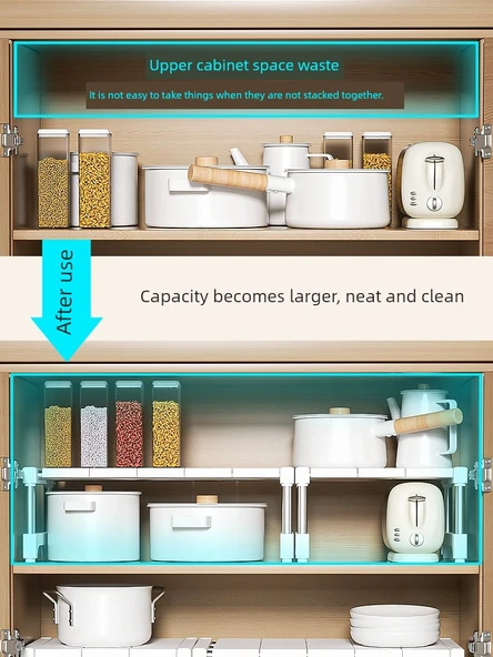 Mutfak Dolabı Organizer Rafı - Düz Uzunluk (28.5-36) Genişlik 26 Yükseklik 18cm - 3