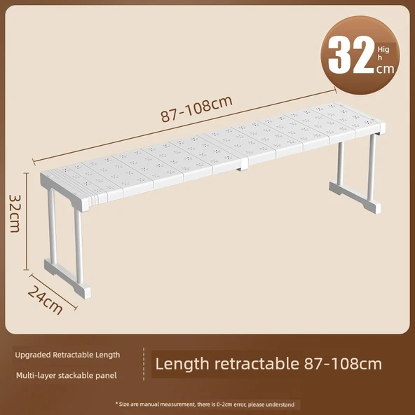 Gardırop Rafı - Tamamen Kapanan Çekmece - 87-108 cm Uzun, 24 cm Geniş, 32 cm Yüksek, Çekilebilir