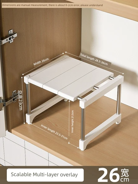 Mutfak Dolabı Organizer Rafı - Düz Uzunluk (28.5-36) Genişlik 26 Yükseklik 23cm