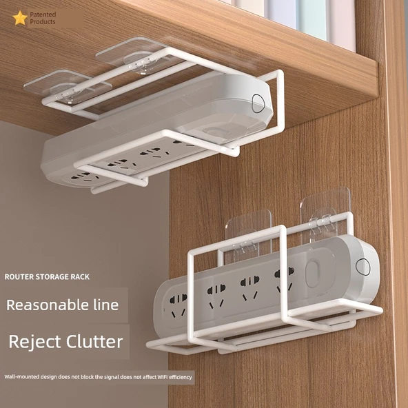 Duvara Monte Router Saklama Kutusu Rafı - Siyah Büyük Router Rafı - 5