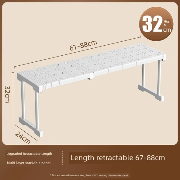 Gardırop Rafı - Tamamen Kapanan Çekmece - 67-88 cm Uzun, 24 cm Geniş, 32 cm Yüksek, Çekilebilir