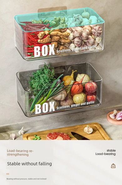 Duvara Monte Mutfak Saklama Sepeti - Büyük Boy Şeffaf Dalgalı Desenli ve Delikli - 2 Adet - Resim 9