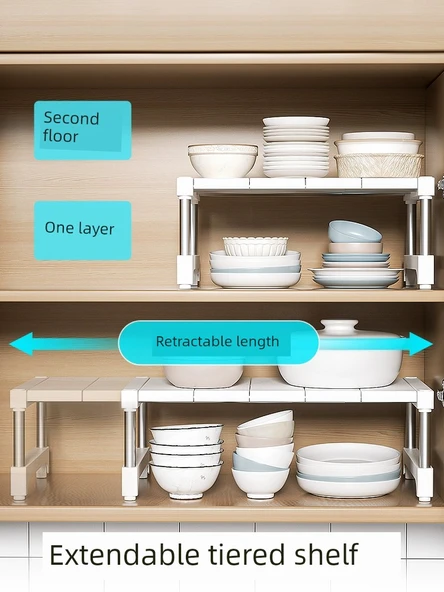 Mutfak Dolabı Organizer Rafı - Uzunluk (64-80) Genişlik (35-45) Yükseklik 33cm - 2