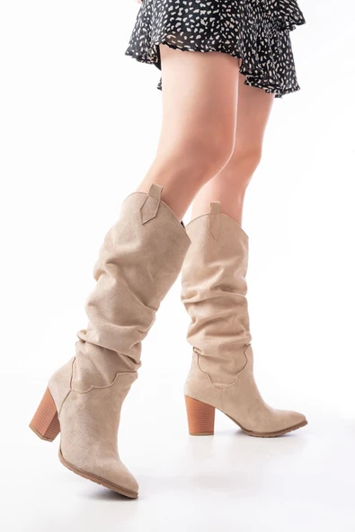 Bej Süet Günlük Kadın Çizme ürün görseli 1