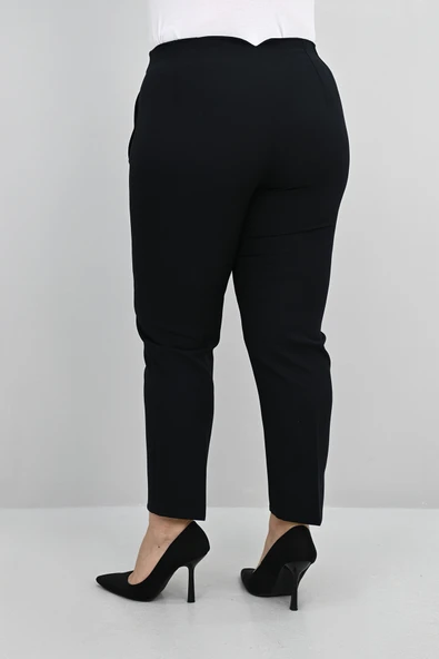 Kadın Büyük Beden Yüksek Bel Kumaş Pantolon 6110-25-1 - 7