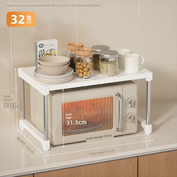 Çok Amaçlı Mutfak Rafı - Mikrodalga Fırın ve Airfryer Organizer - 52x32x33cm
