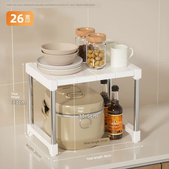 Çok Amaçlı Mutfak Rafı - Mikrodalga Fırın ve Airfryer Organizer - 36x26x33cm