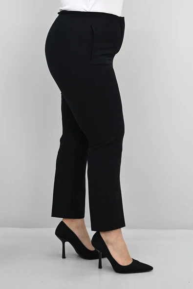 Kadın Büyük Beden Yüksek Bel Kumaş Pantolon 6110-25-1 - 5