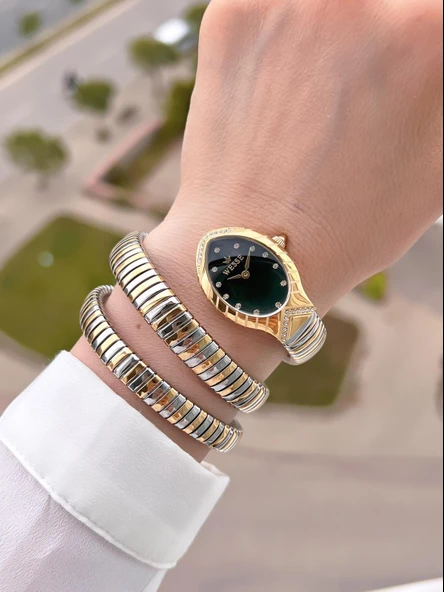 Wesse Yılan Tasarım Sarmalı Kordon 2 Yıl Garantili 3 Atm Suya Dayanıklı Kadın Kol Saati BWWL.1151.02 - Resim 2