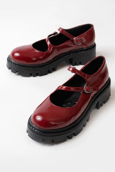 Bordo Rugan Günlük Yüksek Tabanlı Loafer Ayakkabı - 3