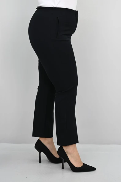 Kadın Büyük Beden Yüksek Bel Kumaş Pantolon 6110-25-1 - 5