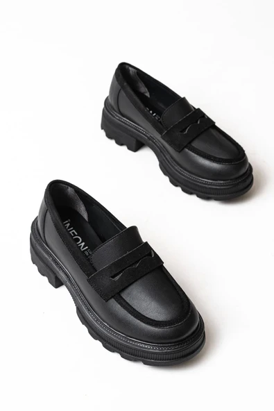 Siyah Günlük Yüksek Tabanlı Loafer Ayakkabı - 5