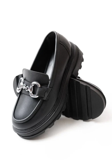 Siyah Günlük Yüksek Tabanlı Loafer Ayakkabı - 5