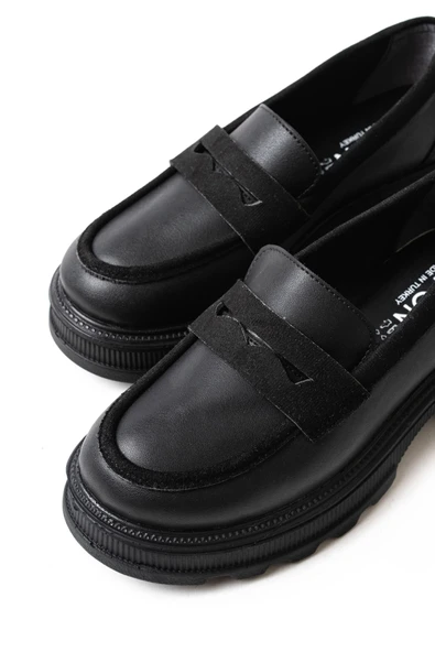 Siyah Günlük Yüksek Tabanlı Loafer Ayakkabı - 4