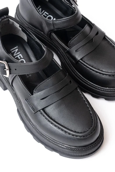 Siyah Kadın Günlük Yüksek Tabanlı Loafer Ayakkabı - 3