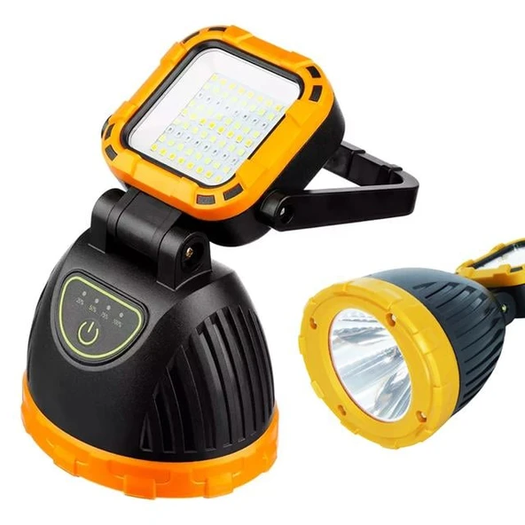 Powermaster PM-8033A Solar Şarjlı 6 Modlu EL Feneri Ve Işıldak Acil Durum Lambası (Beyaz Sarı Kırmızı)