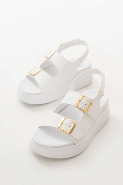 Beyaz Dolgu Topuk Kadın Sandalet
