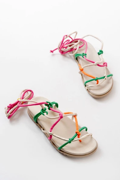 Multi Bilekten Bağcıklı Kadın Sandalet - 5