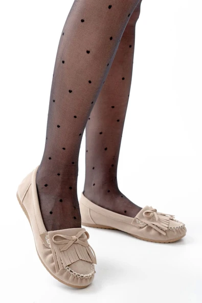 Bej Süet Püsküllü Günlük Kadın Babet - 3