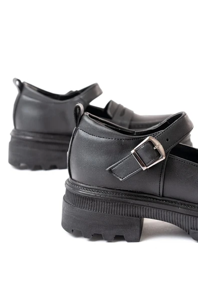 Siyah Kadın Günlük Yüksek Tabanlı Loafer Ayakkabı - 5