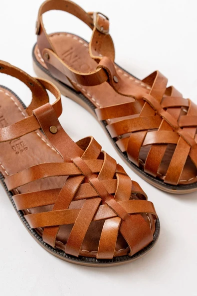 Taba Ortopedik Hakiki Deri Kadın Sandalet - 3