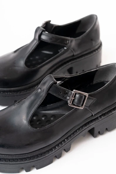 Siyah Rugan Günlük Yüksek Tabanlı Loafer Ayakkabı - 3