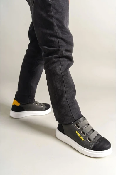 1007 Montana Çocuk Ayakkabı Siyah-Gri-Sarı - 3