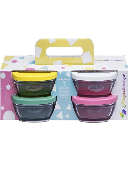 Paşabahçe Pudding 96840 4lü 310 ml Cam Saklama Kabı